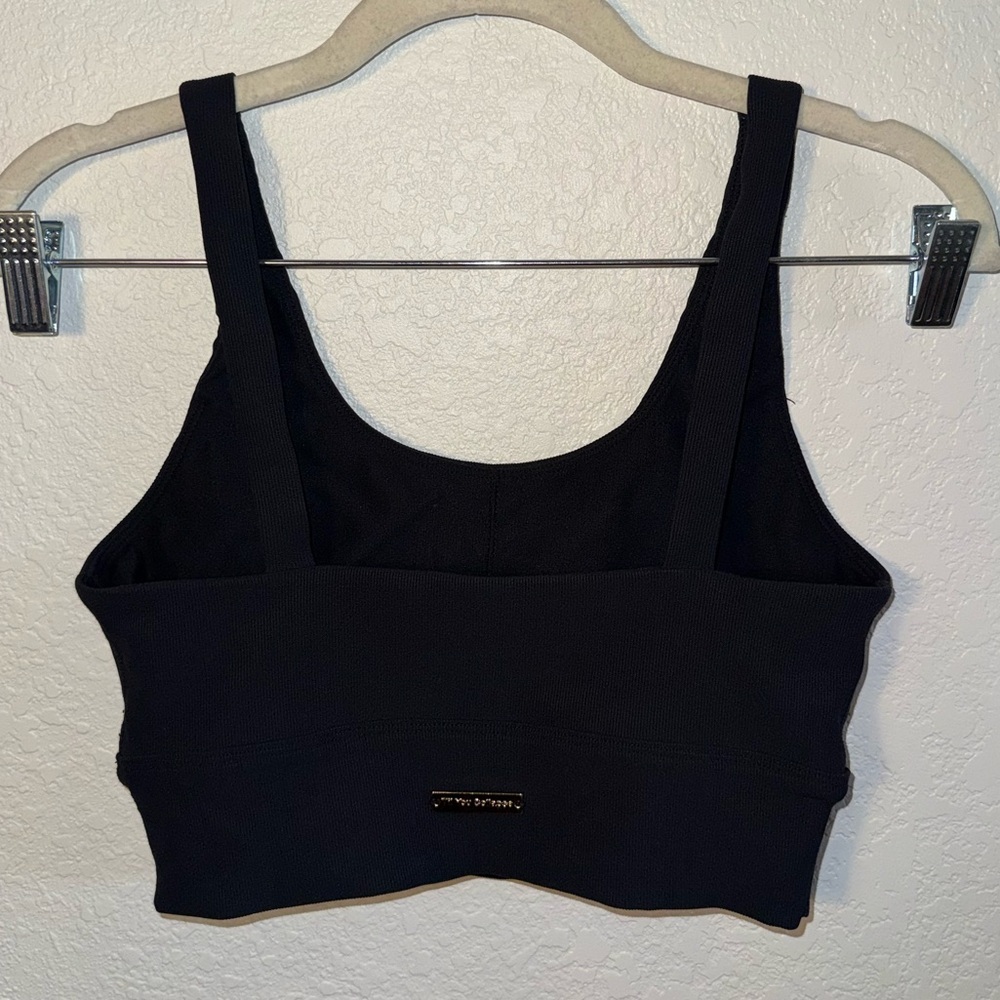 TYC Till You Collapse Black Ribbed Scoop Neck Active Sports Bra Gym Size M